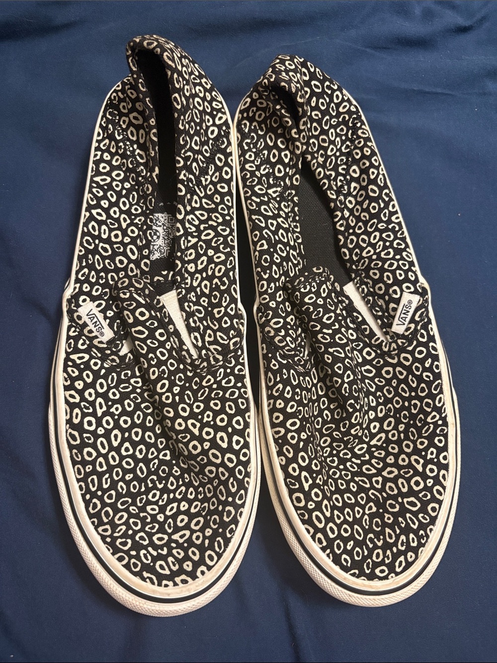 Vans Women’s Black & White Leopard Slip-On Sneakers